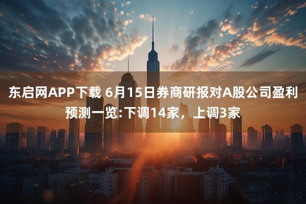 东启网APP下载 6月15日券商研报对A股公司盈利预测一览:下调14家，上调3家